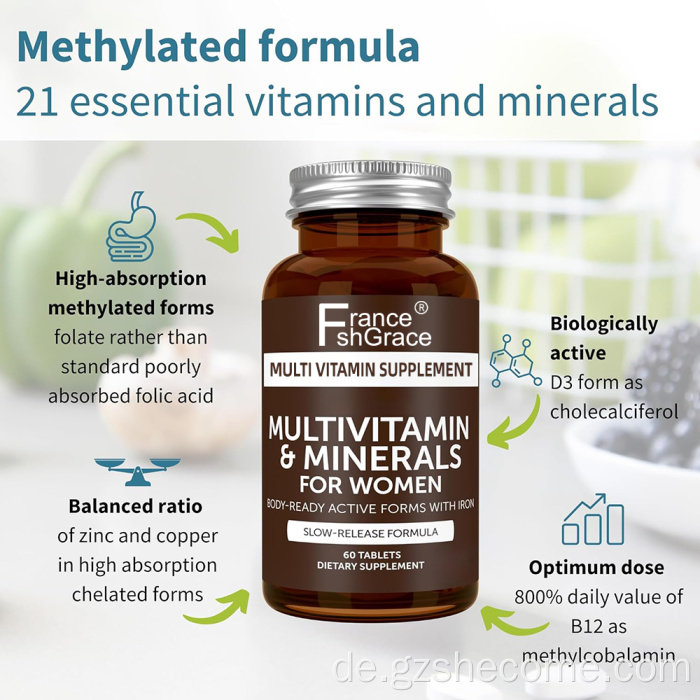 Shecome Multivitamin-Tabletten für Frauen zur Unterstützung der Immunenergie